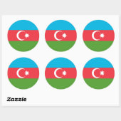 Rond Sticker avec Drapeau d'Azerbaïdjan (Feuille)