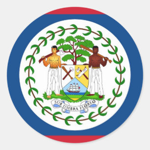 Rond Sticker avec Drapeau de Belize