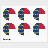 Rond Sticker avec drapeau de Caroline du Nord (Feuille)