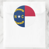Rond Sticker avec drapeau de Caroline du Nord (Sac)