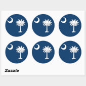 Rond Sticker avec drapeau de Caroline du Sud (Feuille)