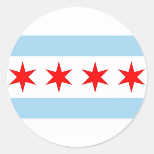 Rond Sticker avec drapeau de Chicago, Illinois (Devant)