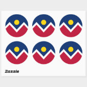 Rond Sticker avec Drapeau de Denver, Colorado (Feuille)