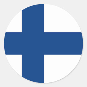 Rond Sticker avec Drapeau de Finlande
