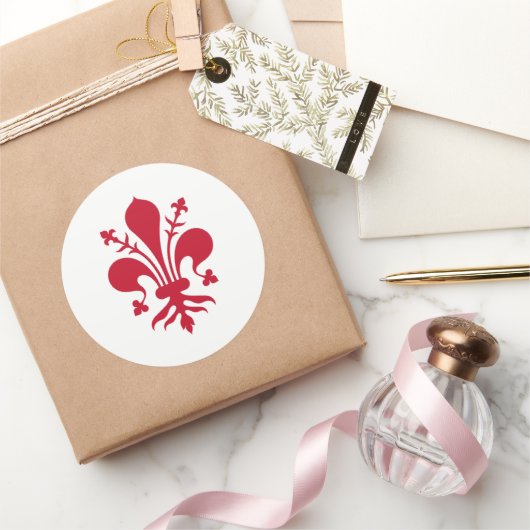 Rond Sticker avec Drapeau de Florence, Italie (Cadeaux)