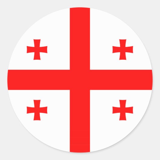Rond Sticker avec Drapeau de Géorgie (Devant)