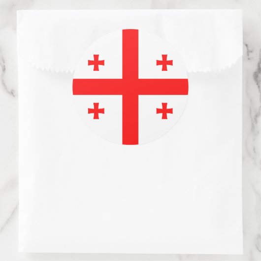 Rond Sticker avec Drapeau de Géorgie (Sac)