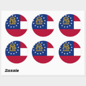 Rond Sticker avec Drapeau de Géorgie (Feuille)