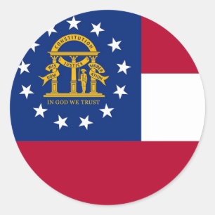Rond Sticker avec Drapeau de Géorgie
