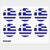 Rond Sticker avec Drapeau de Grèce (Feuille)