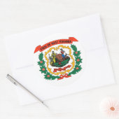 Rond Sticker avec drapeau de la Virginie-Occidentale (Enveloppe)