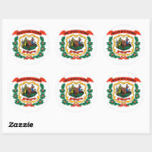 Rond Sticker avec drapeau de la Virginie-Occidentale (Feuille)