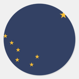Rond Sticker avec drapeau de l'Alaska