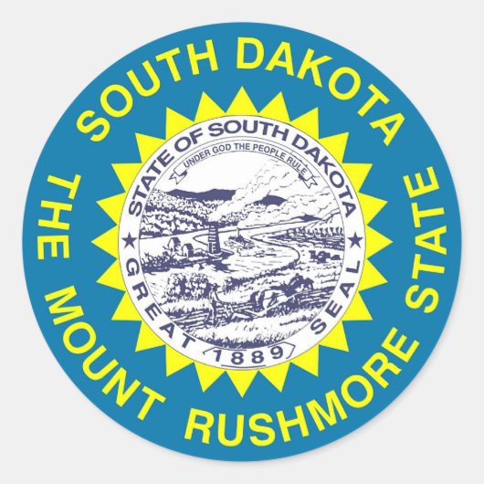 Rond Sticker avec drapeau de l'État du Dakota du Sud (Devant)