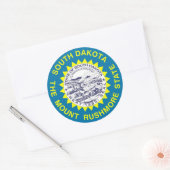 Rond Sticker avec drapeau de l'État du Dakota du Sud (Enveloppe)