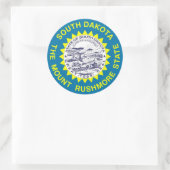 Rond Sticker avec drapeau de l'État du Dakota du Sud (Sac)
