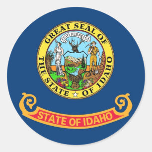 Rond Sticker avec Drapeau de l'Idaho