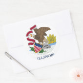 Rond Sticker avec drapeau de l'Illinois (Enveloppe)