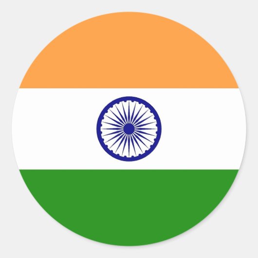 Rond Sticker avec drapeau de l'Inde (Devant)