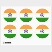 Rond Sticker avec drapeau de l'Inde (Feuille)