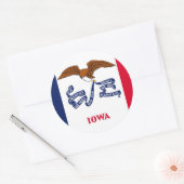 Rond Sticker avec Drapeau de l'Iowa (Enveloppe)