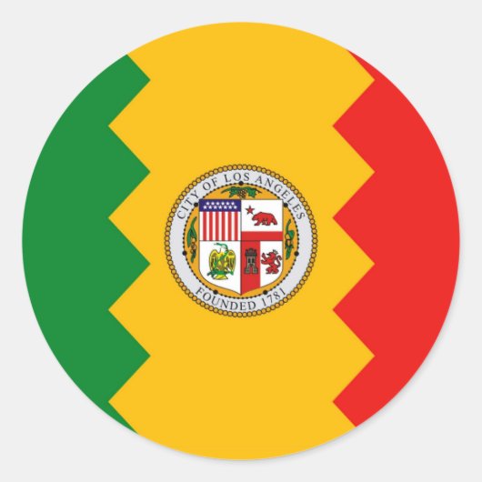 Rond Sticker avec Drapeau de Los Angeles, Californie (Devant)