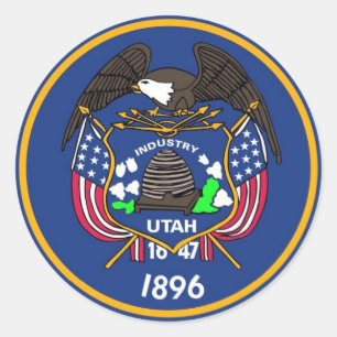 Rond Sticker avec Drapeau de l'Utah.