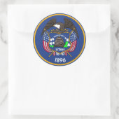 Rond Sticker avec Drapeau de l'Utah. (Sac)