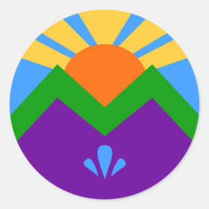 Rond Sticker avec drapeau de Manitou Springs, Colorado