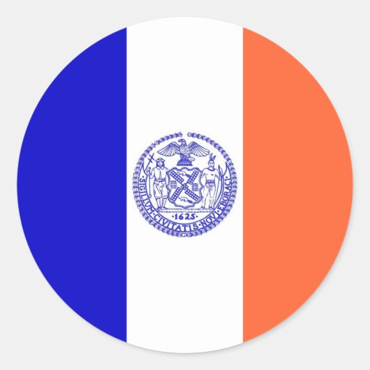 Rond Sticker avec Drapeau de New York (Devant)