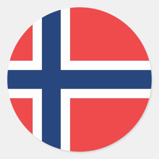 Rond Sticker avec Drapeau de Norvège (Devant)