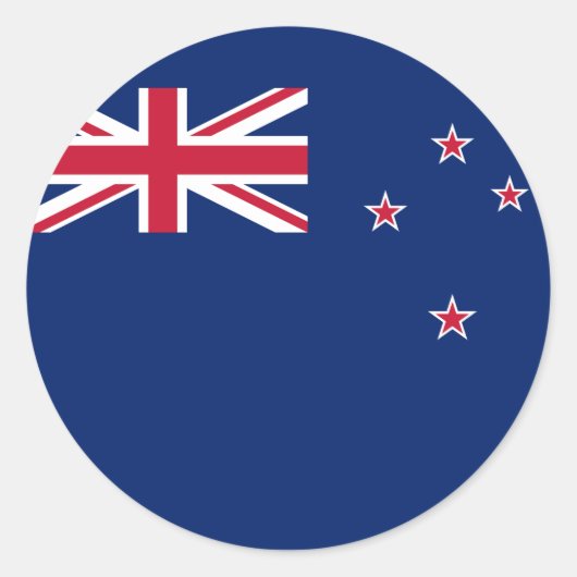 Rond Sticker avec Drapeau de Nouvelle-Zélande (Devant)