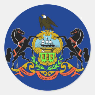 Rond Sticker avec Drapeau de Pennsylvanie