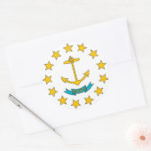 Rond Sticker avec drapeau de Rhode Island (Enveloppe)