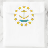 Rond Sticker avec drapeau de Rhode Island (Sac)