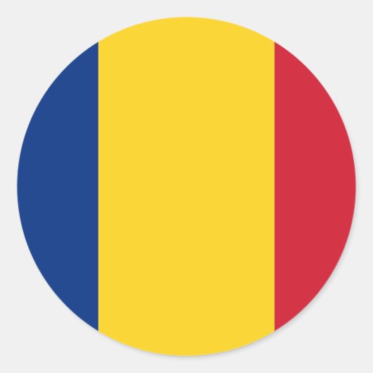 Rond Sticker avec drapeau de Roumanie (Devant)