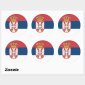 Rond Sticker avec Drapeau de Serbie (Feuille)