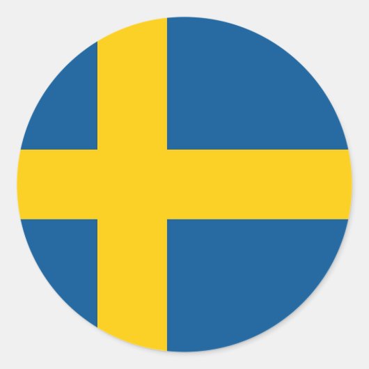 Rond Sticker avec drapeau de Suède (Devant)