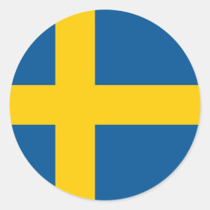 Rond Sticker avec drapeau de Suède