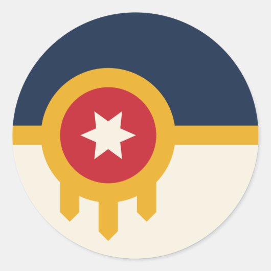 Rond Sticker avec Drapeau de Tulsa, Oklahoma (Devant)