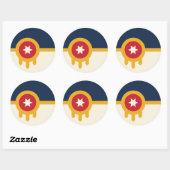 Rond Sticker avec Drapeau de Tulsa, Oklahoma (Feuille)