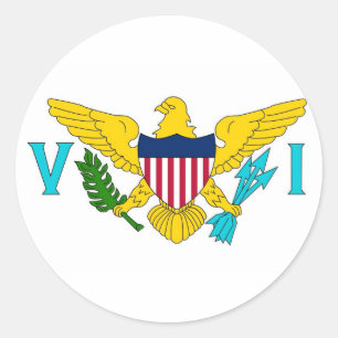 Rond Sticker avec drapeau des îles Vierges