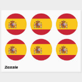 Rond Sticker avec drapeau d'Espagne (Feuille)