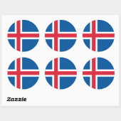 Rond Sticker avec Drapeau d'Islande (Feuille)