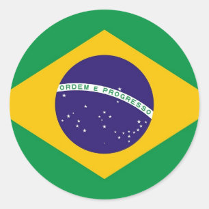 Rond Sticker avec drapeau du Brésil