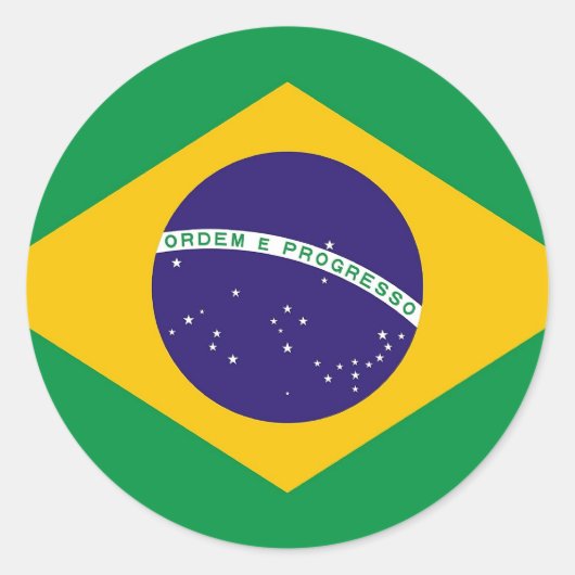 Rond Sticker avec drapeau du Brésil (Devant)