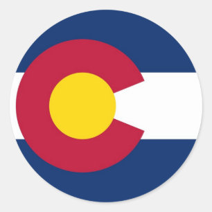 Rond Sticker avec drapeau du Colorado