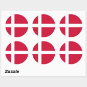 Rond Sticker avec drapeau du Danemark (Feuille)