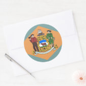 Rond Sticker avec drapeau du Delaware (Enveloppe)