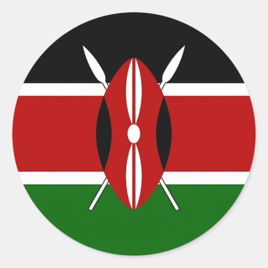 Rond Sticker avec drapeau du Kenya (Devant)